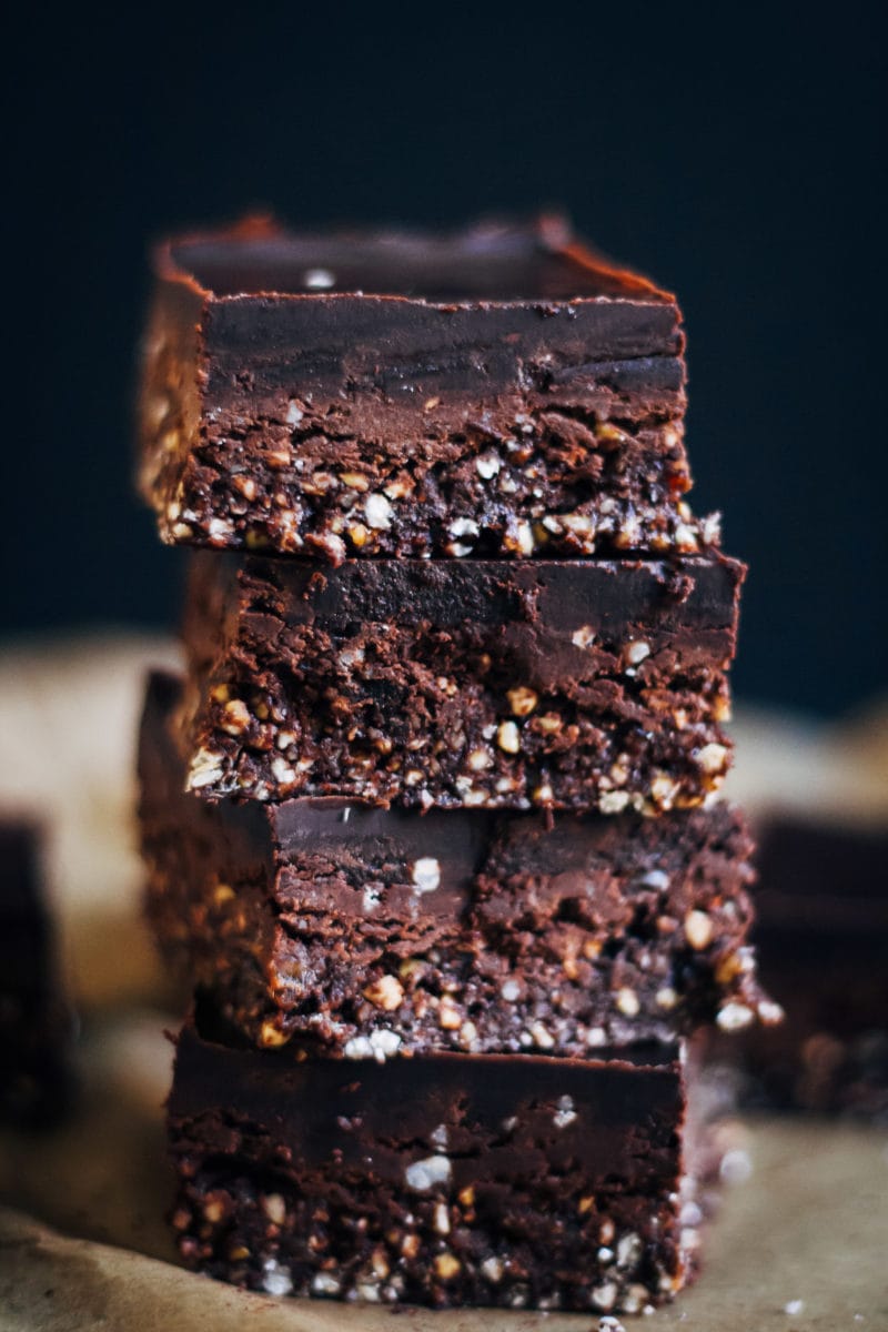 Raw Chocolate Fudge Brownie Bars