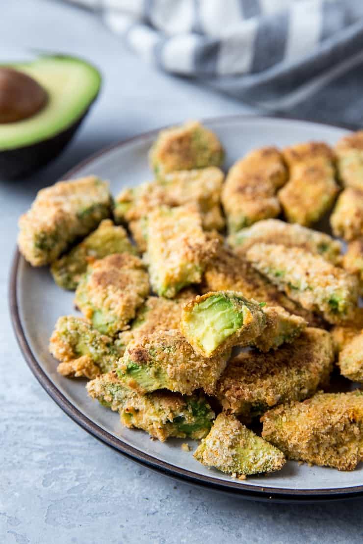 Crispy Baked Avocado "Fries" with Chipotle Dipping Sauce - grain-free, paleo, keto, and whole30! | TheRoastedRoot.net #glutenfree #healthysnack