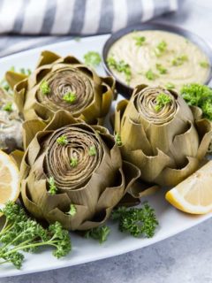 How to Cook Artichokes in the Instant Pot - a photo tutorial on preparing artichokes in a pressure cooker | TheRoastedRoot.net