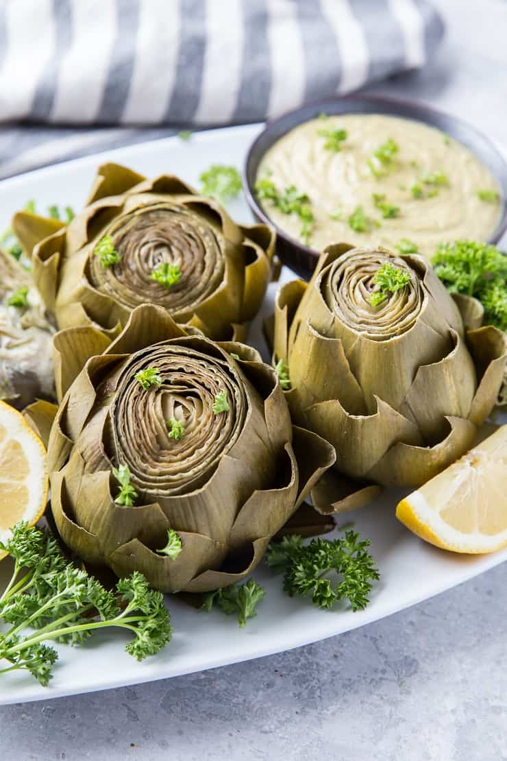 How to Cook Artichokes in the Instant Pot - a photo tutorial on preparing artichokes in a pressure cooker | TheRoastedRoot.net