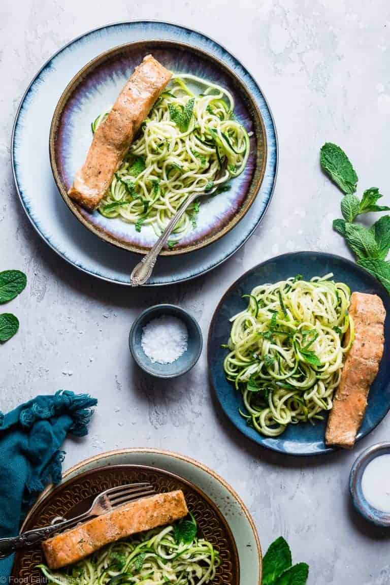 Indian Salmon Curry with Zucchini Noodles from Food Faith Fitness