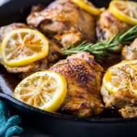 Lemon Rosemary Braised Chicken Thighs - an easy, mouth-watering chicken recipe that's quick, simple, and healthful | TheRoastedRoot.net #paleo #keto #healthy