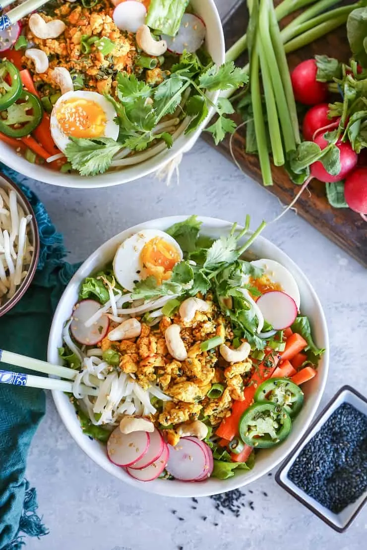 Curried Chicken Ramen with Soft Boiled Eggs made in the Instant Pot