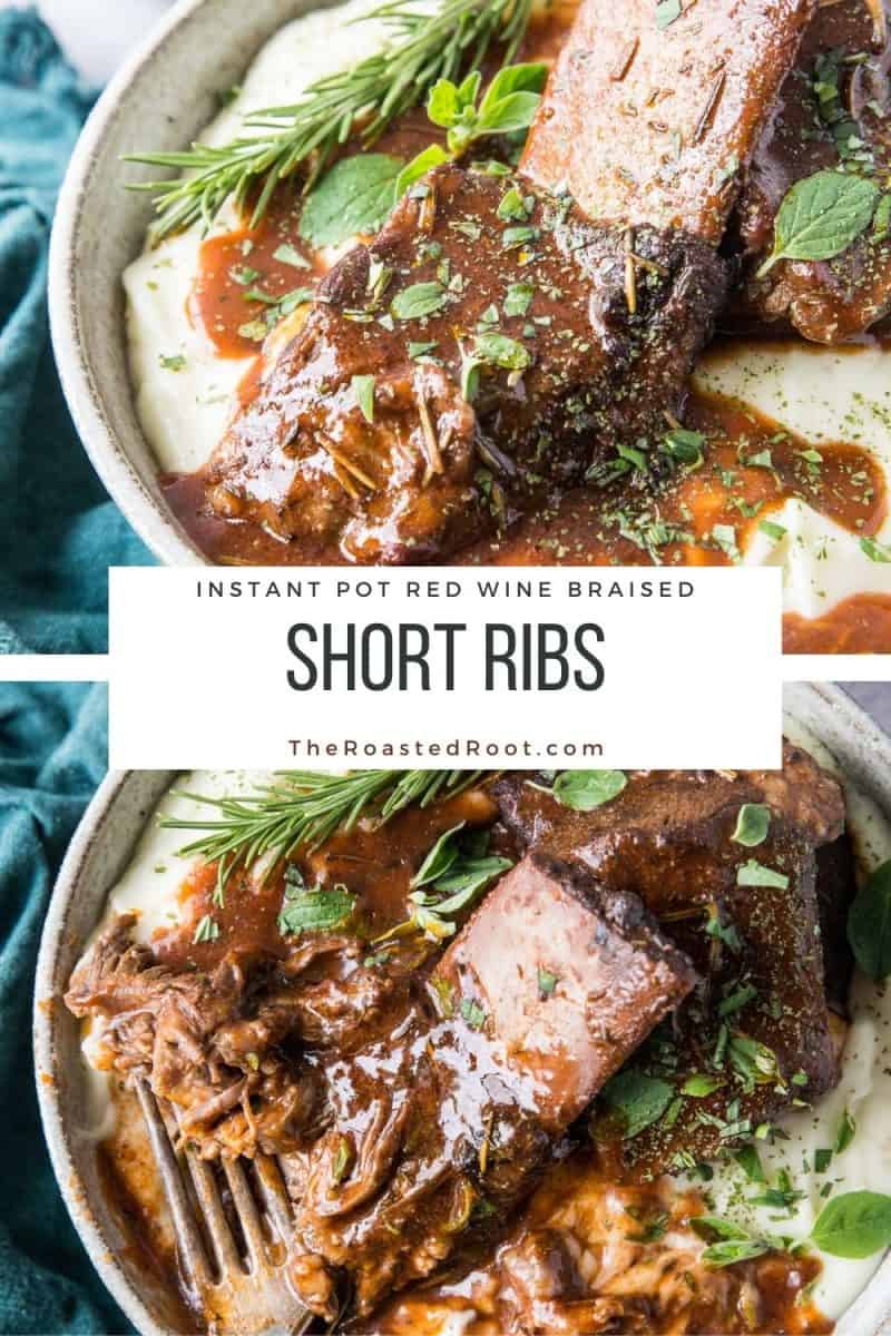 Instant Pot Red Wine Braised Short Ribs is a quick, easy, goof-proof method of preparing short ribs! Make this fancy dinner for date night! #beef #glutenfree #pressurecooker #instantpot #healthy #dinnerrecipe