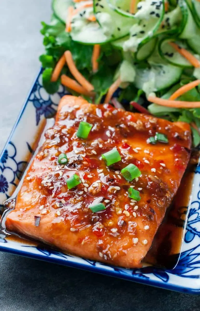 Sweet Chili Glazed Salmon from Peas and Crayons