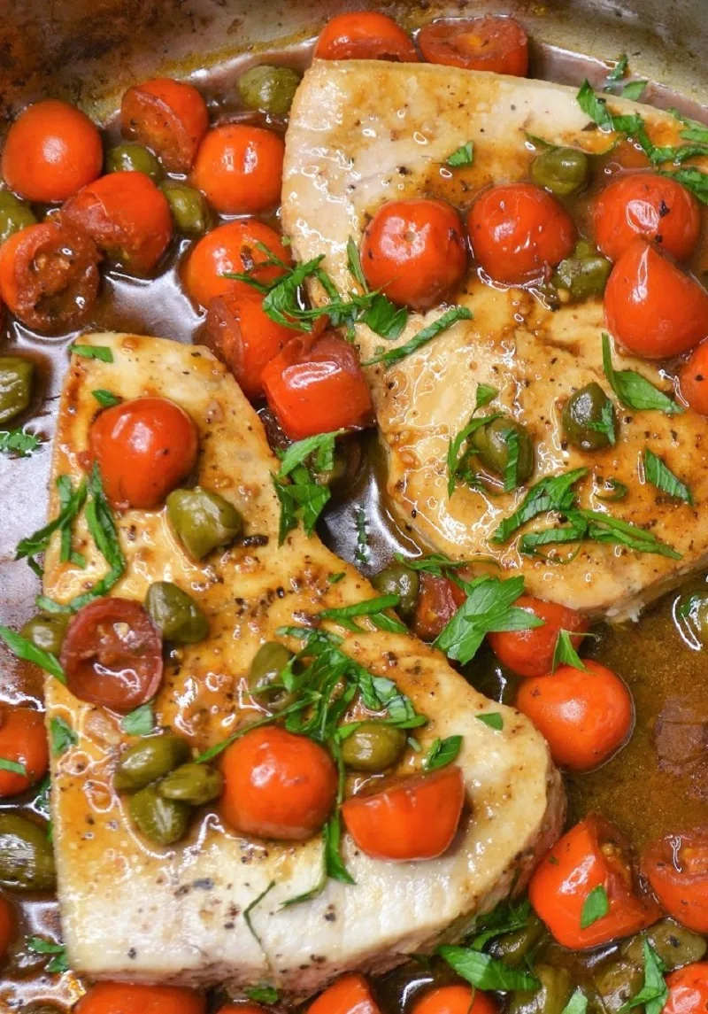 Pan Roasted Swordfish with Cherry Tomatoes