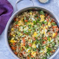 Turnip Fried Rice - a low-carb alternative to traditional fried rice that is paleo, keto, and whole30 | TheRoastedRoot.net #glutenfree #grainfree