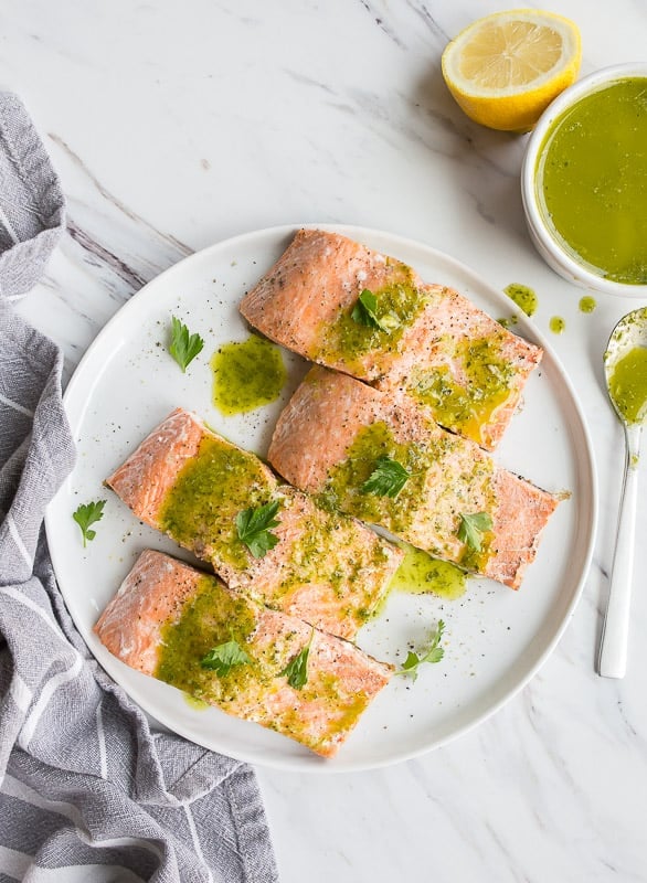 Salmon with Parsley Sauce from Dessert for Two #paleo #whole30 #lowcarb #keto