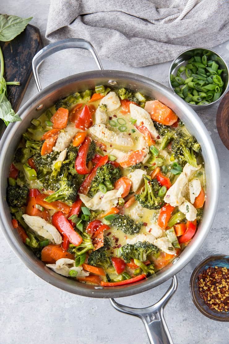 30-Minute Chicken Green Curry - paleo, whole30, grain-free, keto, healthy | TheRoastedRoot.net