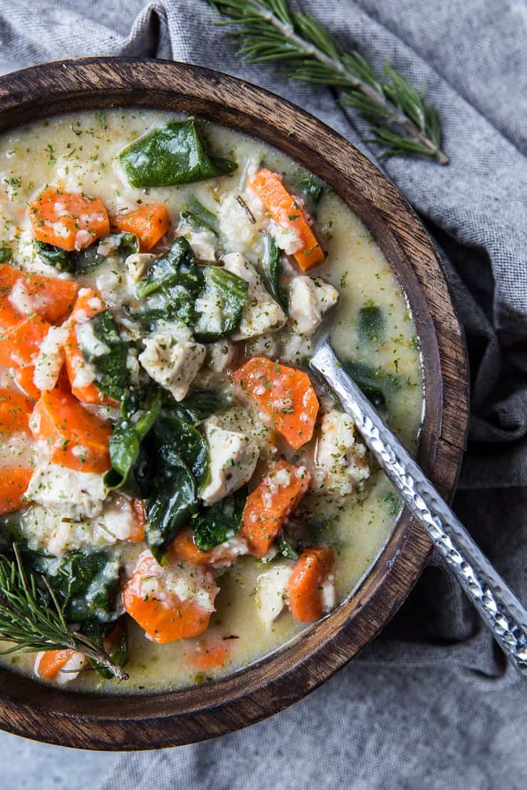 Creamy Lemon Rosemary Chicken Soup with Rice - healthy, hearty, dairy-free, and delicious!