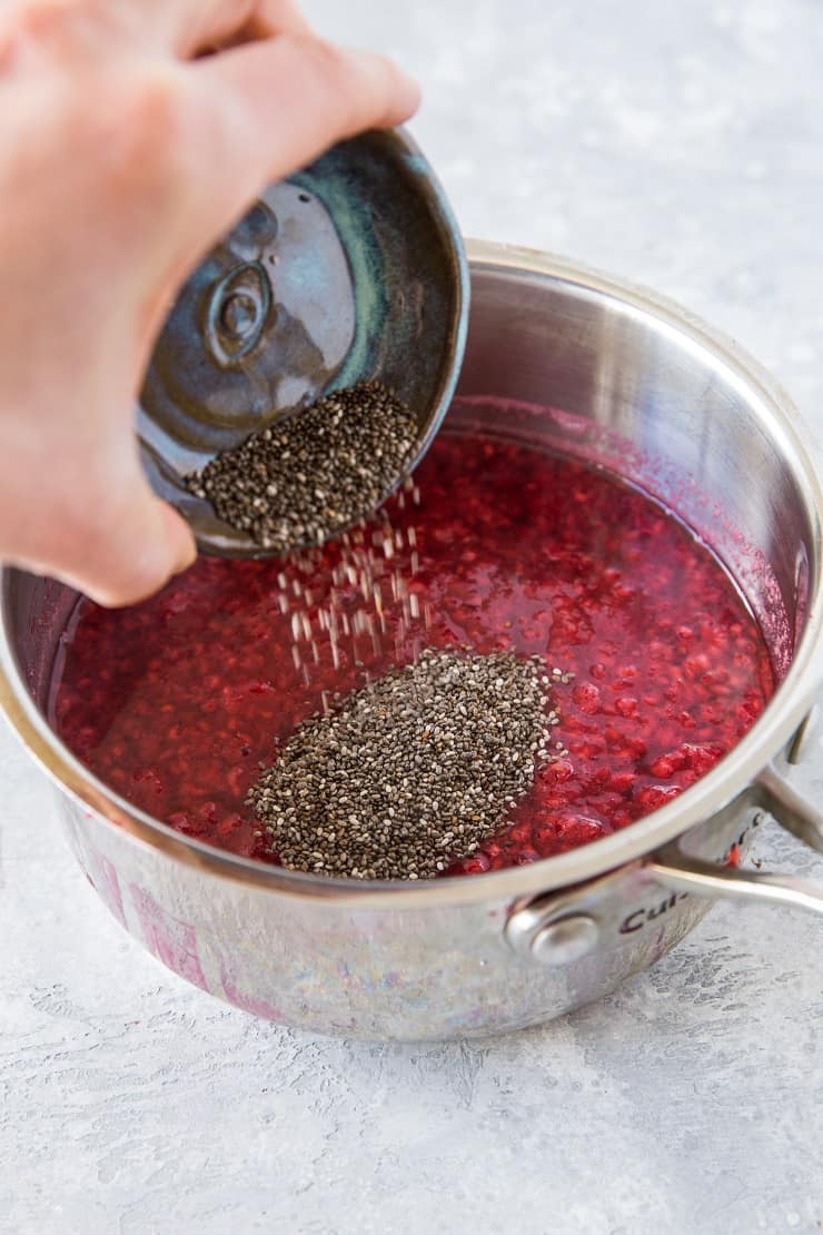 How to Make Raspberry Chia Jam - a photo tutorial on easy chia seed jam | TheRoastedRoot.net