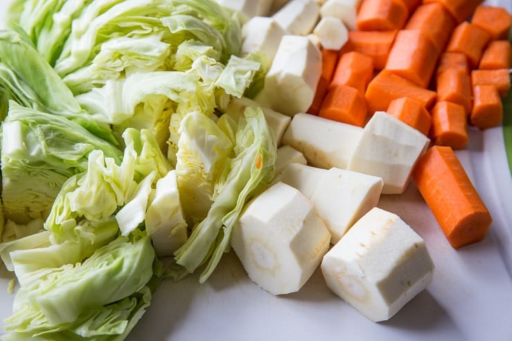 Chopped vegetables for stew