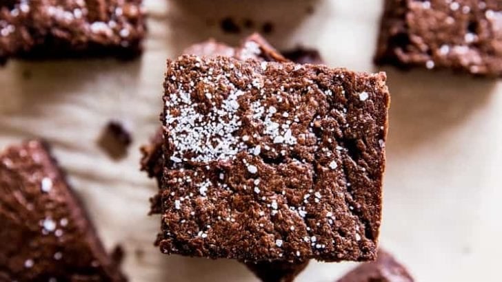 Decadent Fudgy Keto Brownies - made with almond flour and monk fruit sweetener - an easy recipe with a vegan option! | TheRoastedRoot.net