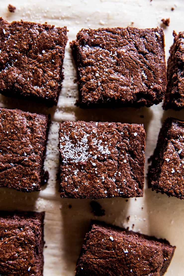 Decadent Fudgy Keto Brownies - made with almond flour and monk fruit sweetener - an easy recipe with a vegan option! | TheRoastedRoot.net