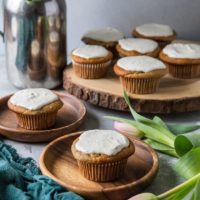 Paleo Banana Muffins with Vegan "Cream Cheese" Frosting - grain-free, refined sugar-free, dairy-free and healthy! | TheRoastedRoot.net