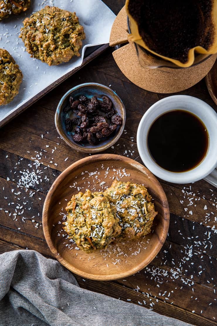 Paleo Carrot Cake Cookies - grain-free, refined sugar-free, healthy and delicious! | TheRoastedRoot.net #glutenfree #breakfast