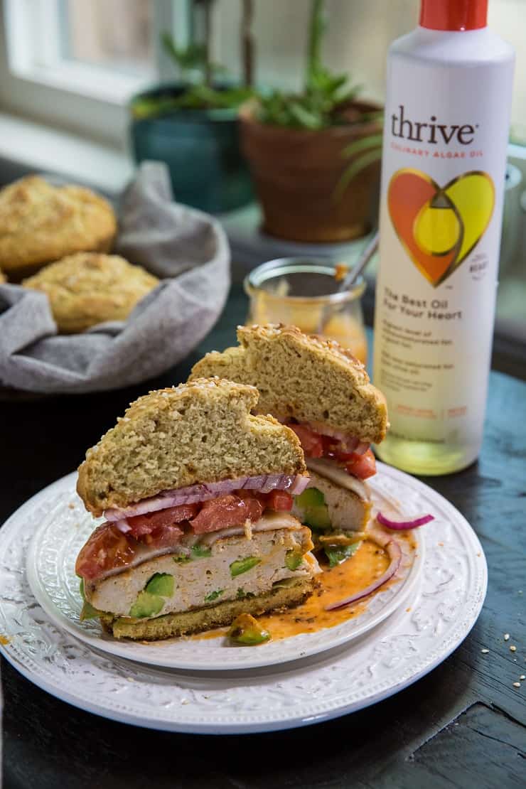 Avocado Stuffed Turkey Burgers with Chipotle Aioli - served on a homemade gluten-free bun for an amazing hamburger experience! | TheRoastedRoot.net #recipe #healthy #burger