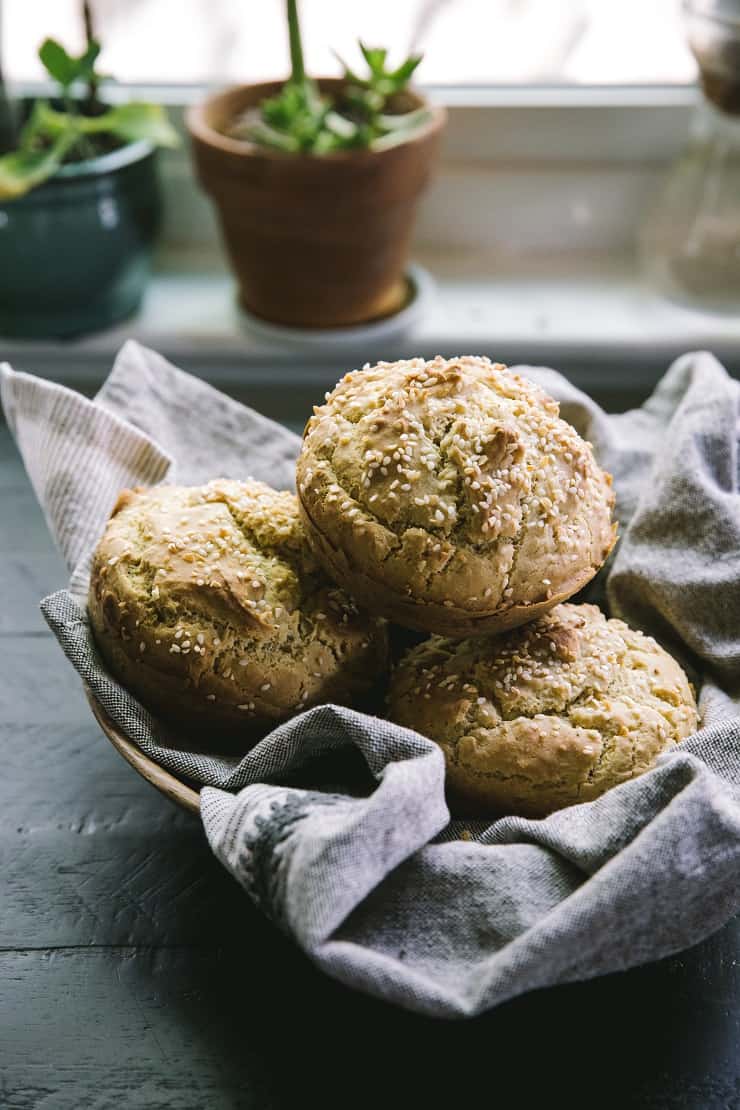 How to Make Yeast-Free Gluten-Free Hamburger Buns - an easy recipe for gf burger buns that requires very little time and no special kitchen tools | TheRoastedRoot.net 