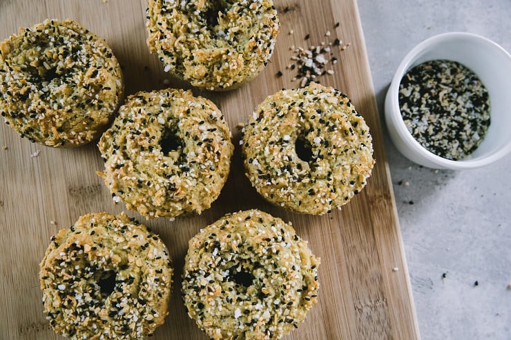 Low-Carb Keto Everything Bagels made with almond flour - an easy grain-free paleo bagel recipe! | TheRoastedRoot.net #glutenfree #breakfast