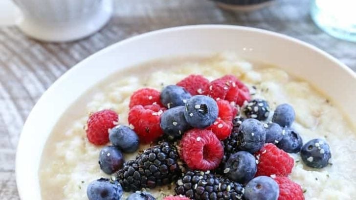Paleo Cauliflower Breakfast Porridge - grain-free, vegan, dairy-free, plant-based and healthy | TheRoastedRoot.net #glutenfree #breakfast #recipe