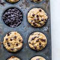 Chocolate Chip Paleo Vegan Banana Muffins - grain-free, refined sugar-free, healthy muffin recipe | TheRoastedRoot.net