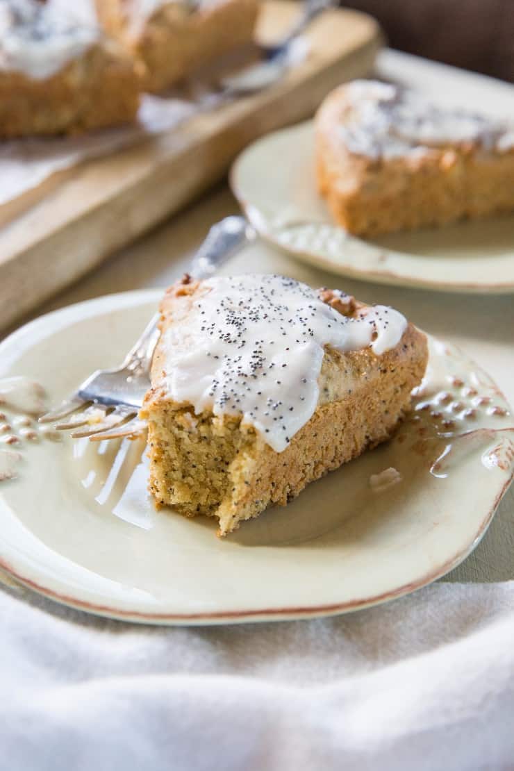 Paleo Vegan Lemon Poppy Seed Scones - grain-free, refined sugar-free, dairy-free vegan scones made with basic pantry ingredients! A perfect healthy recipe to share for brunch | TheRoastedRoot.net