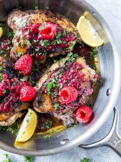 Raspberry Balsamic Chicken - an easy healthy paleo chicken recipe made in a skillet