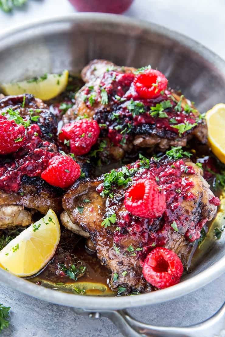 Raspberry Balsamic Chicken - an easy healthy paleo chicken recipe made in a skillet