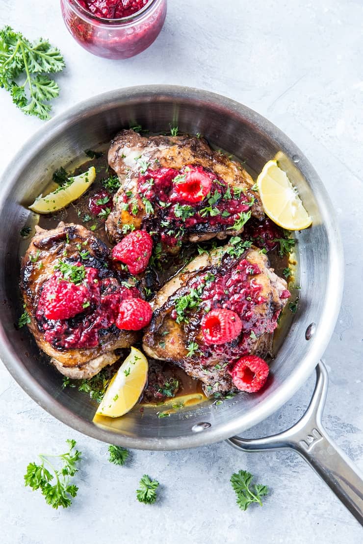 Raspberry Balsamic Chicken - an easy healthy paleo chicken recipe made in a skillet