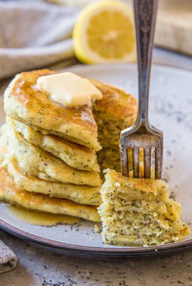 Vegan Gluten-Free Lemon Poppy Seed Pancakes - dairy-free, egg-free easy pancake recipe