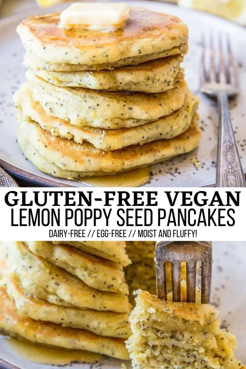 Vegan lemon poppy seed pancakes collage