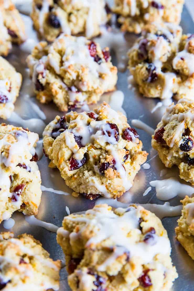 Paleo Cranberry Orange Vegan Scones - grain-free, refined sugar-free, egg-free, super easy to make! | TheRoastedRoot.net #glutenfree #healthy #recipe #brunch