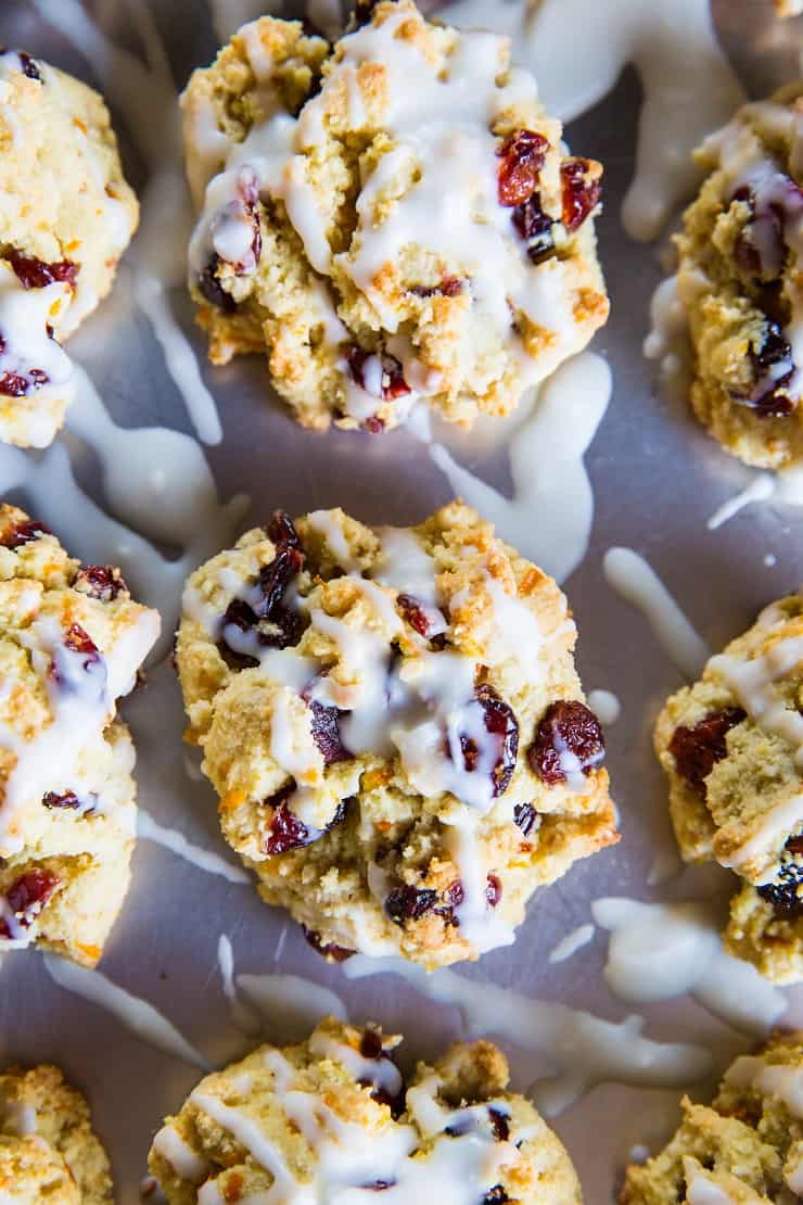 Paleo Cranberry Orange Vegan Scones - grain-free, refined sugar-free, egg-free, super easy to make! | TheRoastedRoot.net #glutenfree #healthy #recipe #brunch