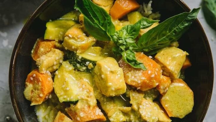 AIP Salmon Curry - a nightshade-free curry recipe with vegetables and salmon | TheRoastedRoot.net #aip #paleo #keto