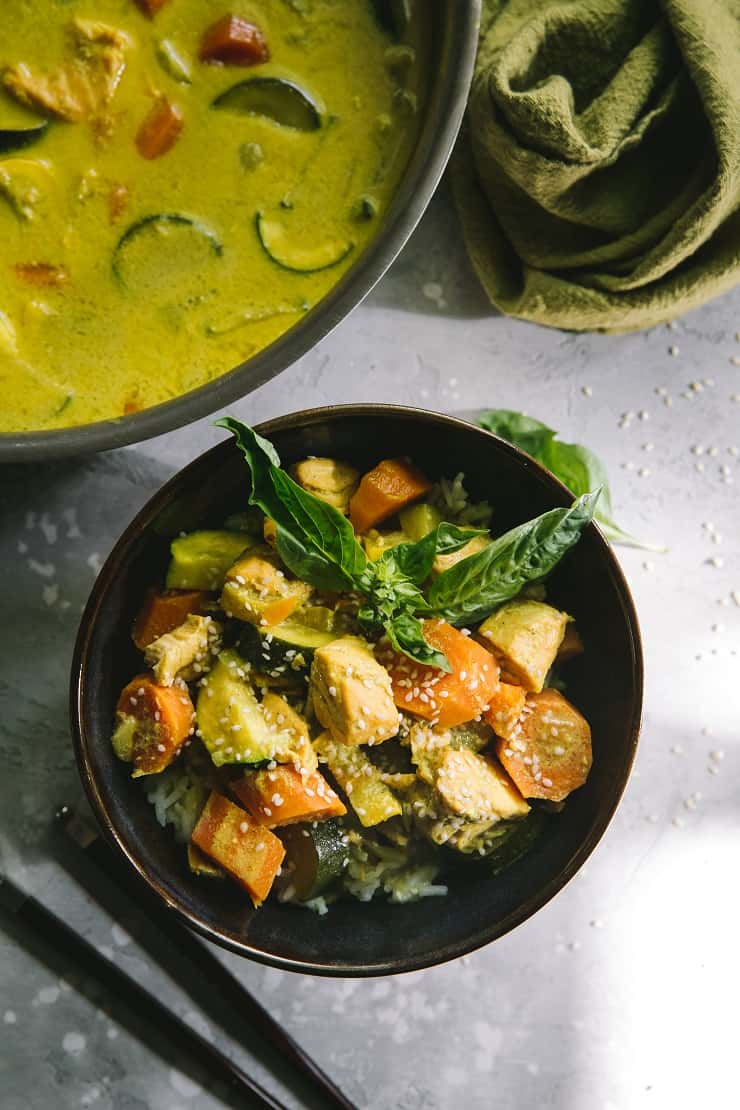 AIP Salmon Curry - a nightshade-free curry recipe with vegetables and salmon | TheRoastedRoot.net #aip #paleo #keto