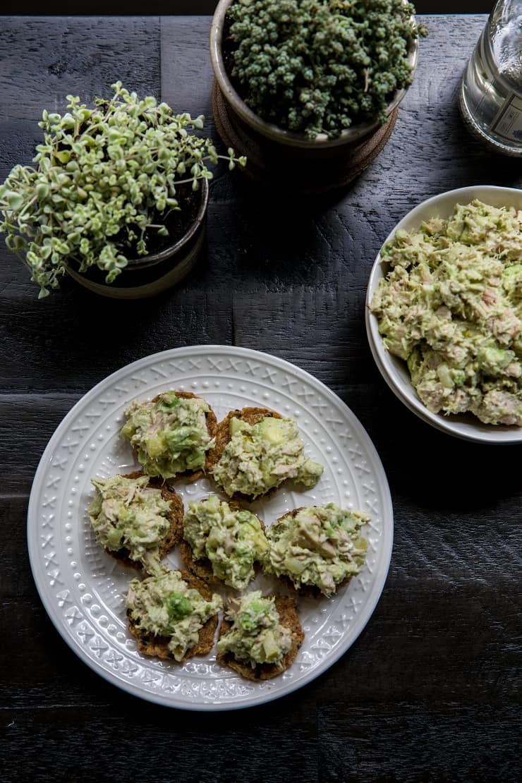 Avocado Tuna Salad - 5-ingredient tuna salad for a light yet satisfying lunch | TheRoastedRoot.net #paleo #keto #lowcarb