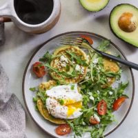 Paleo Avocado Pancakes - grain-free pancakes made with almond flour, almond milk, eggs, and avocado - an easy and delicious savory pancake recipe | TheRoastedRoot.net #paleo