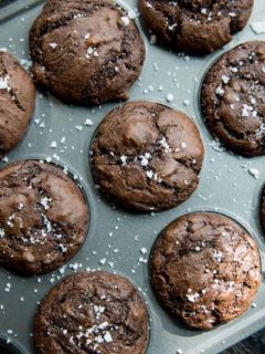 Paleo Double Chocolate Zucchini Muffins - grain-free, refined sugar-free, dairy-free zucchini muffins for a healthy breakfast or snack | TheRoastedRoot.net #glutenfree #recipe