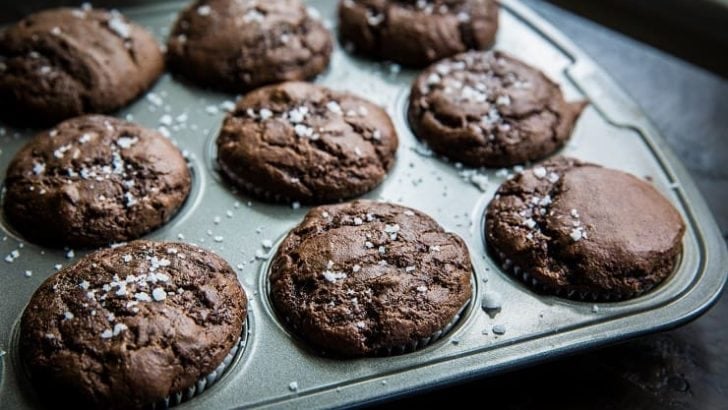 Paleo Double Chocolate Zucchini Muffins - grain-free, refined sugar-free, dairy-free zucchini muffins for a healthy breakfast or snack | TheRoastedRoot.net #glutenfree #recipe