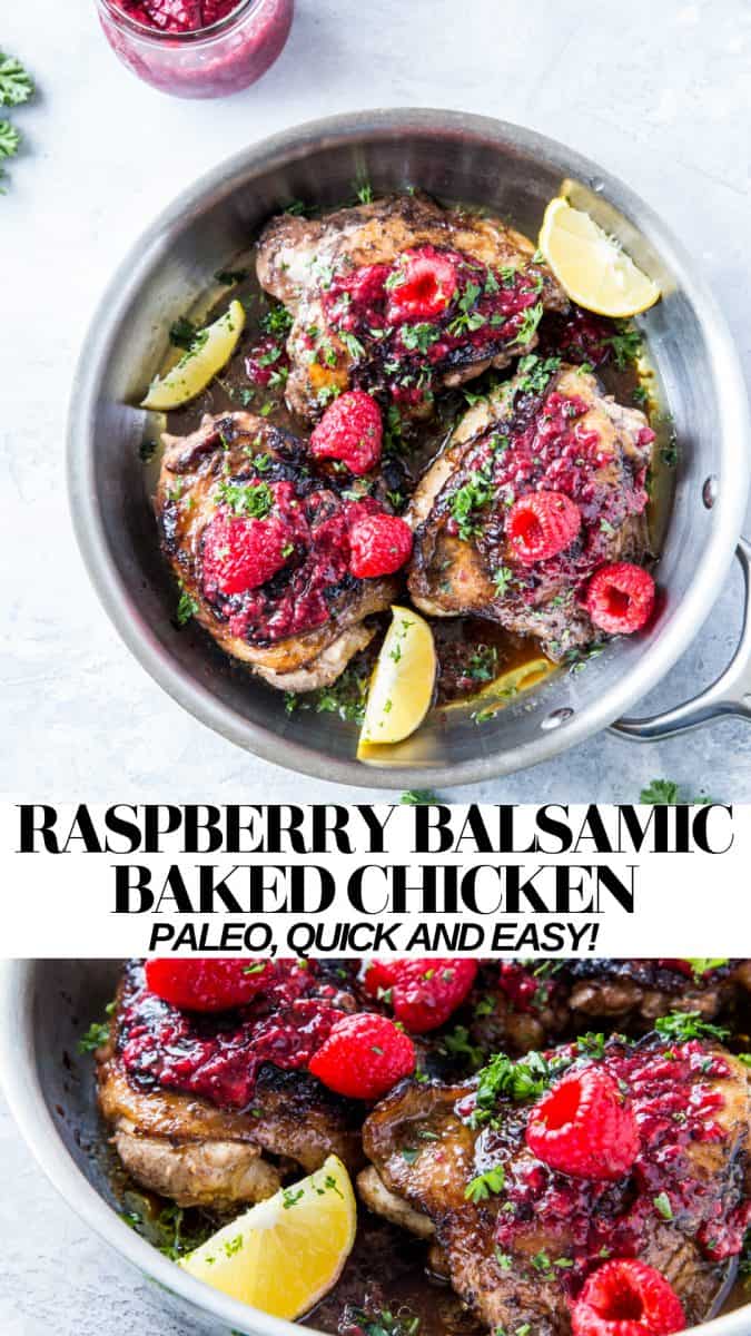 Raspberry Balsamic Chicken - an easy, healthy dinner recipe that can be made using homemade or store-bought jam #glutenfree #whole30 #lowcarb #paleo #dinnerrecipe #chickenrecipe