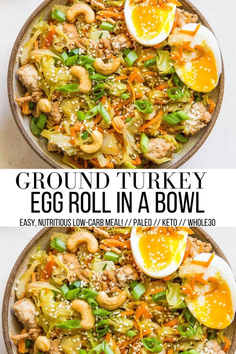 Ground Turkey Egg Roll Bowls - easy to make, paleo, keto, low-carb healthy dinner recipe