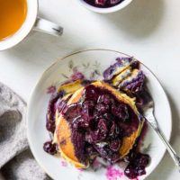 Lemon Coconut Flour Pancakes for Two - a small batch of grain-free paleo coconut flour pancakes, perfect for feeding two people. | TheRoastedRoot.net #glutenfree #breakfast
