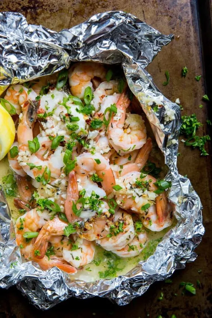 Lemon Garlic Foil Packet Shrimp