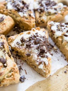 Paleo Pecan Chocolate Chip Scones with a vegan and keto option - an easy scone recipe that is grain-free, refined sugar-free, and dairy-free | TheRoastedRoot.net #glutenfree