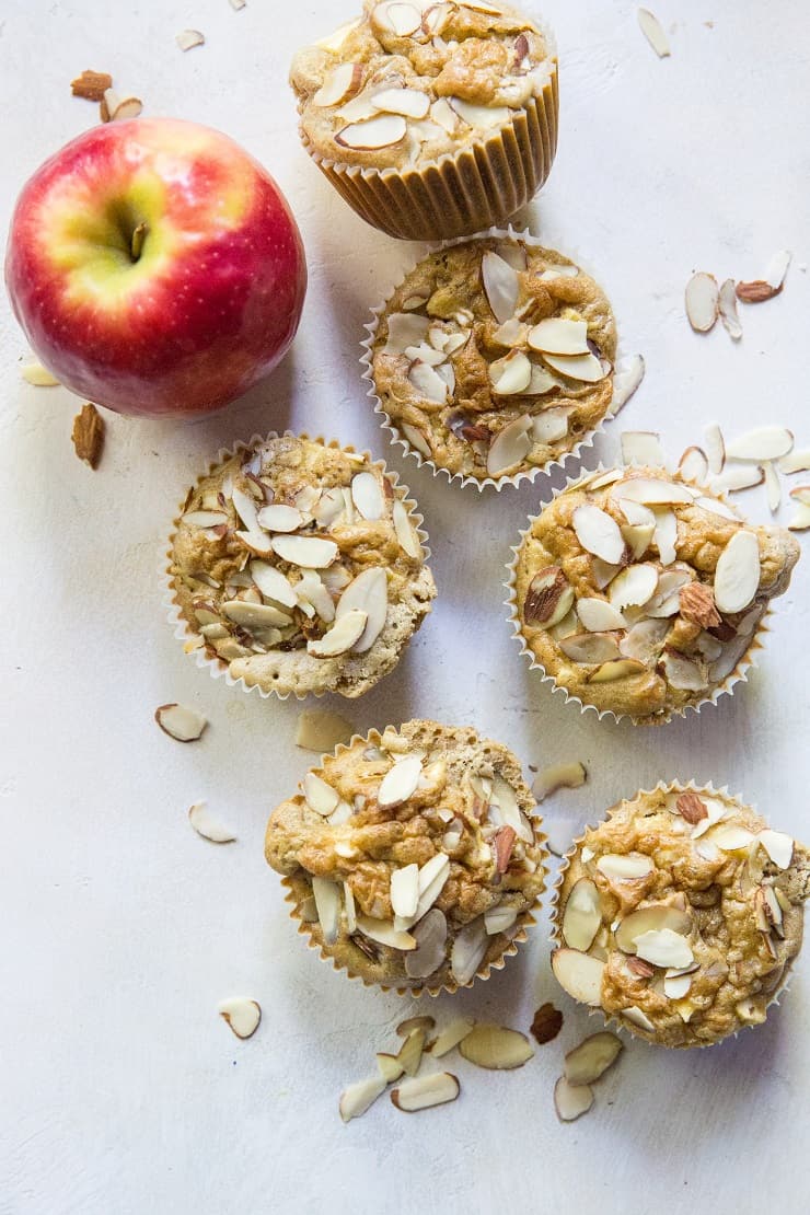 Paleo Apple Cinnamon Muffins - grain-free, refined sugar-free muffins made with coconut flour | TheRoastedRoot.net