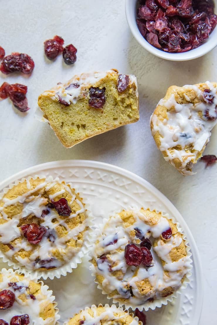 Paleo Cranberry Orange Muffins made with Coconut Flour | TheRoastedRoot.net