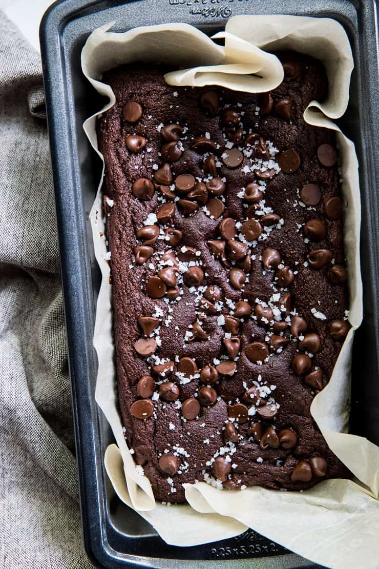 Paleo Double Chocolate Banana Bread - healthy banana bread recipe made with almond flour, tapioca flour and a touch of pure maple syrup - a healthy moist breakfast or snack | TheRoastedRoot.net