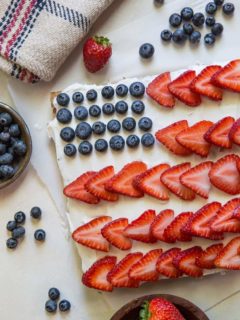 Paleo Red, White, and Blue Cake - grain-free, refined sugar-free, dairy-free, and delicious! | TheRoastedRoot.net