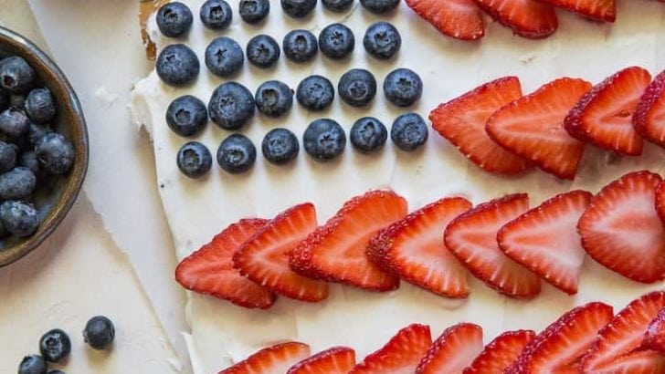 Paleo Red, White, and Blue Cake - grain-free, refined sugar-free, dairy-free, and delicious! | TheRoastedRoot.net