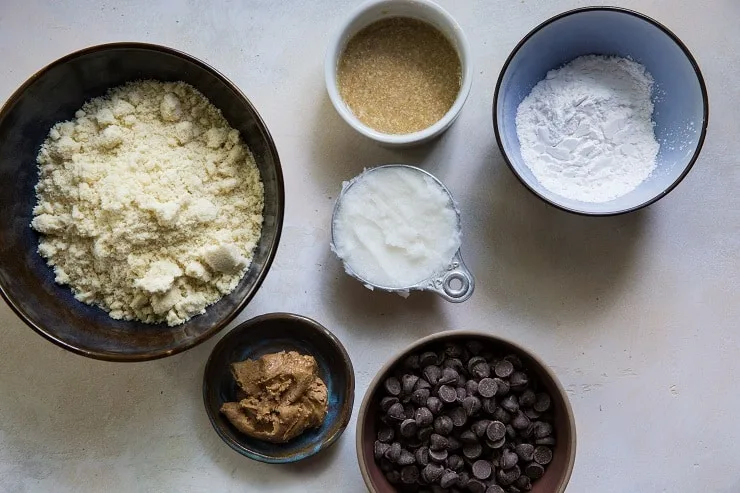Ingredients for paleo vegan chocolate chip cookies